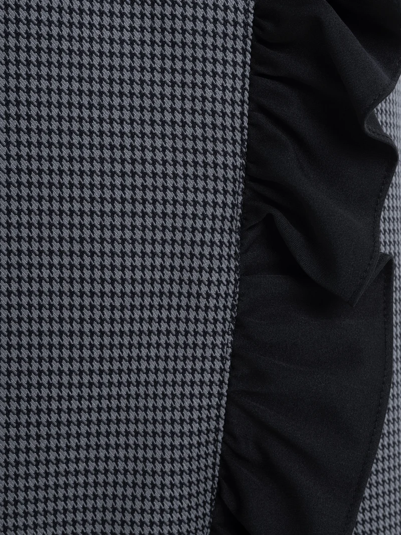 Lichi Houndstooth mini skirt with contrasting ruffles