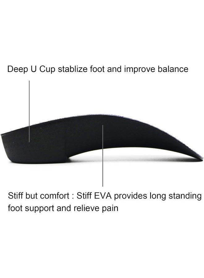RooRuns Orthotic Insoles 3/4 Length, High Arch Support Foot Insoles for Over-Pronation Plantar Fasciitis Flat Feet Heel Pain Relief (L | Men's 9-11, Women's 10-12) - Image 2