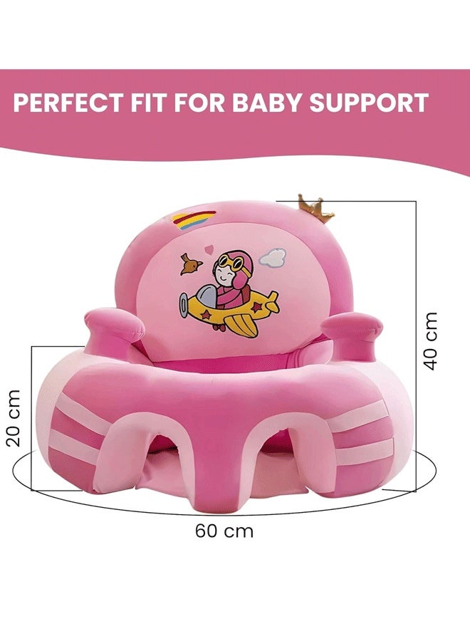 Berma Baby أريكة دعم للأطفال، كرسي جلوس للرضع، مخملي، تعليمي، مقعد ترفيهي تفاعلي قابل للتركيب والإزالة، مضاد للسقوط، كرسي أطفال للأطفال من عمر 6 أشهر فما فوق للجلوس الآمن (وردي) - Image 2