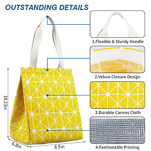 iknoe Insulated Lunch Bag for Women & Adults, 9L Foldable Wide-Open Cooler Bag with Pockets, Leakproof & Portable, for Picnic, Office, Beach(Yellow) - Image 4