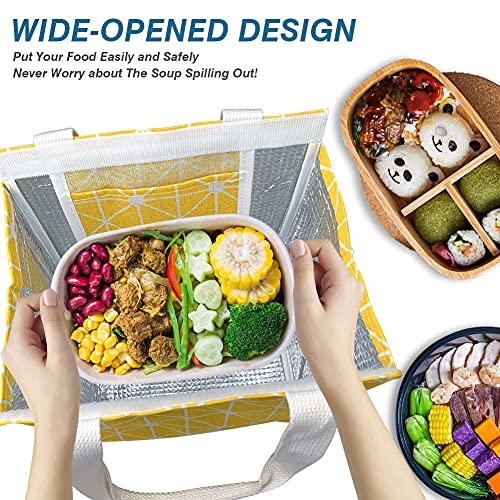 iknoe Insulated Lunch Bag for Women & Adults, 9L Foldable Wide-Open Cooler Bag with Pockets, Leakproof & Portable, for Picnic, Office, Beach(Yellow) - Image 3