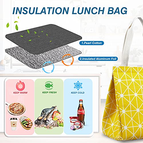 iknoe Insulated Lunch Bag for Women & Adults, 9L Foldable Wide-Open Cooler Bag with Pockets, Leakproof & Portable, for Picnic, Office, Beach(Yellow) - Image 2