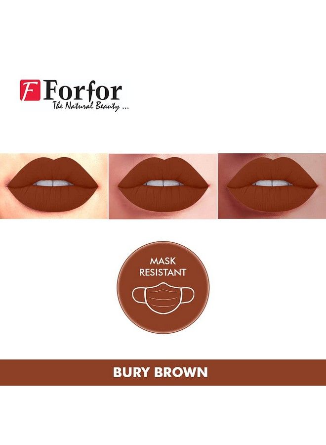 Forfor لون شفاه سائل مات طويل الأمد ومقاوم للماء بوري براون (يدوم حتى 12 ساعة) - Image 5