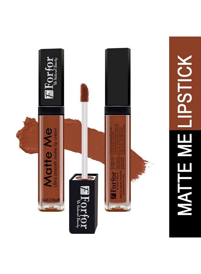 Forfor لون شفاه سائل مات طويل الأمد ومقاوم للماء بوري براون (يدوم حتى 12 ساعة) - Image 4