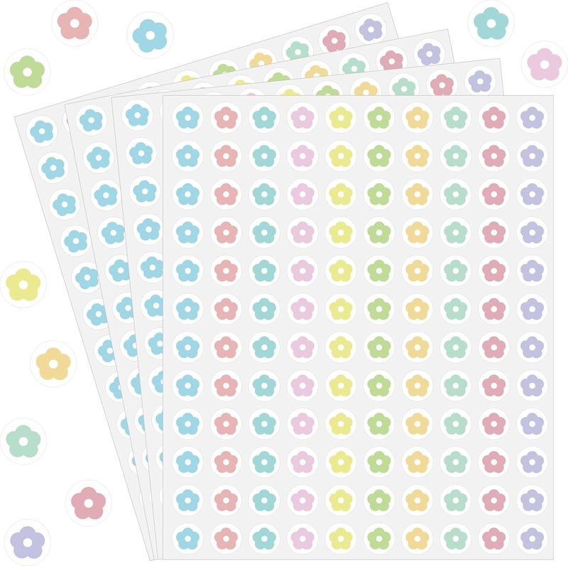 WANGHENG 2400 Pcs Small Sticker for Kids,Mini Flower Sticker Cute Paper Decals 10 Designs Self-Adhesive Stickers for Summer Party Envelopes Scrapbook Gifts DIY Supplies,0.5in（Morandi） Transparent body - Image 1