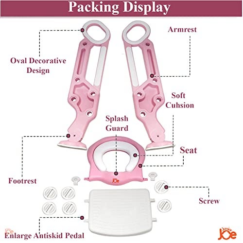 JUNIOR JOE Acrylonitrile Butadiene Styrene Adjustable Baby Potty Training Foldable Non Slip Potty Stand (Pink) - Image 3