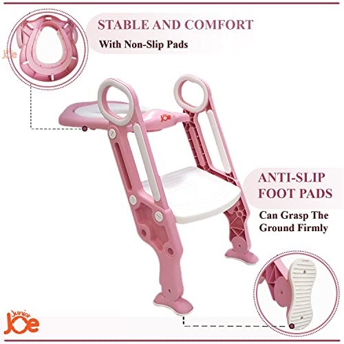 JUNIOR JOE Acrylonitrile Butadiene Styrene Adjustable Baby Potty Training Foldable Non Slip Potty Stand (Pink) - Image 5