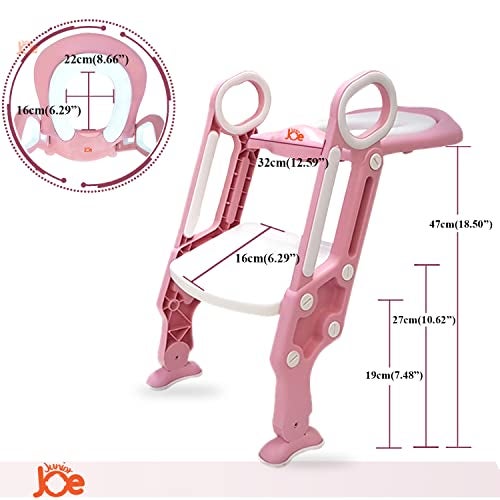 JUNIOR JOE Acrylonitrile Butadiene Styrene Adjustable Baby Potty Training Foldable Non Slip Potty Stand (Pink) - Image 2