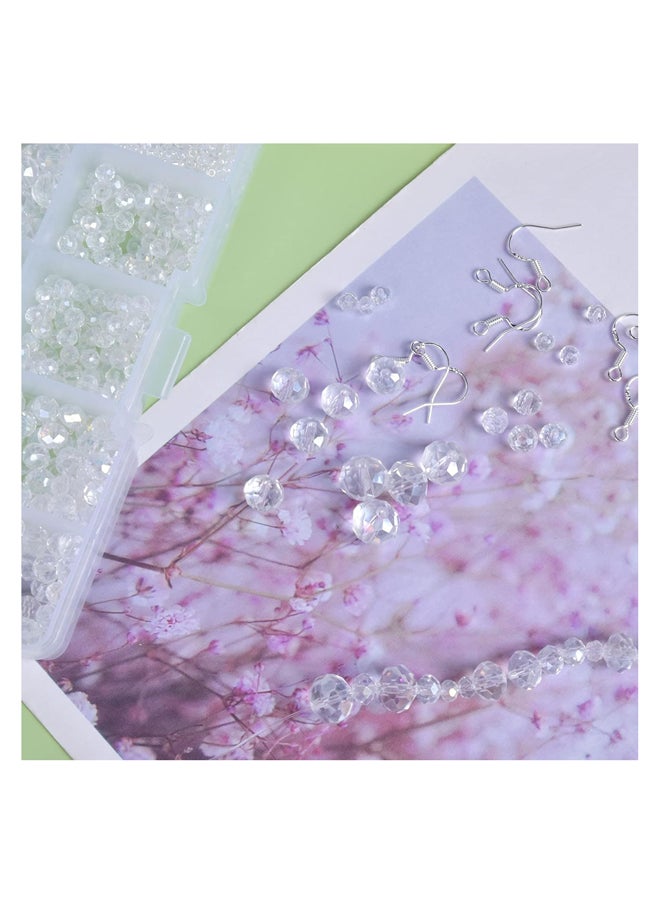 Generic - Xing Clear Crystal Glass Round Beads Iridescent Octagon Acrylic Rhinestone with Earring Hooks and Elastic String for Earrings Bracelets Necklace Making 4/6/8/10mm - Image 1