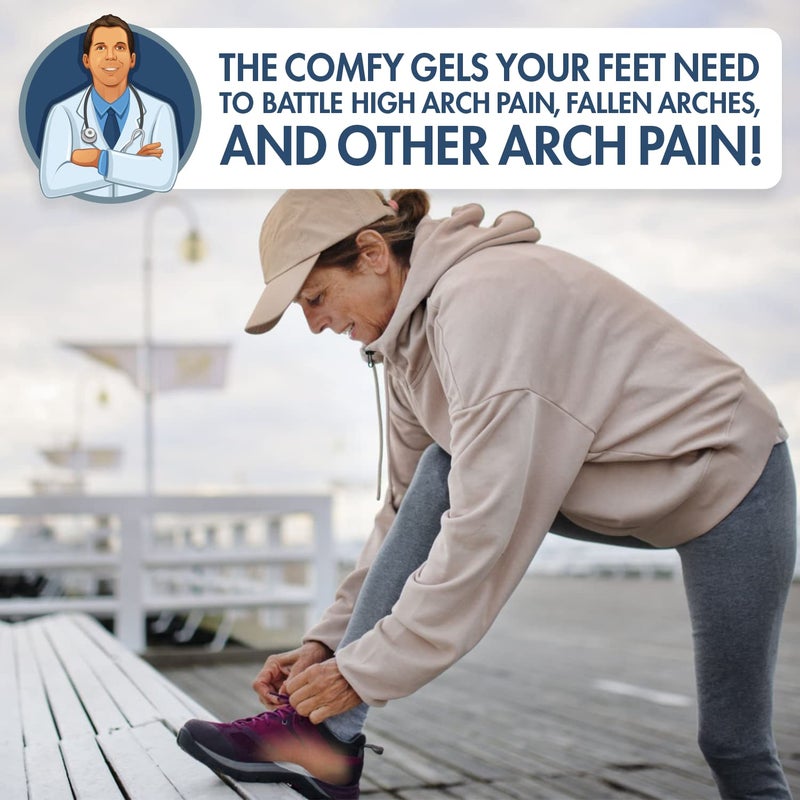 Dr. Frederick's Original Dr. Frederickâ€™s Original Arch Support Gel Inserts - 6 ct - 1.1 cm High Arch Support for Plantar Fasciitis, Flat Feet & PES Cavus - Peel & Stick Reusable Insoles for Men & Women - Fits All Shoe Types - Image 2