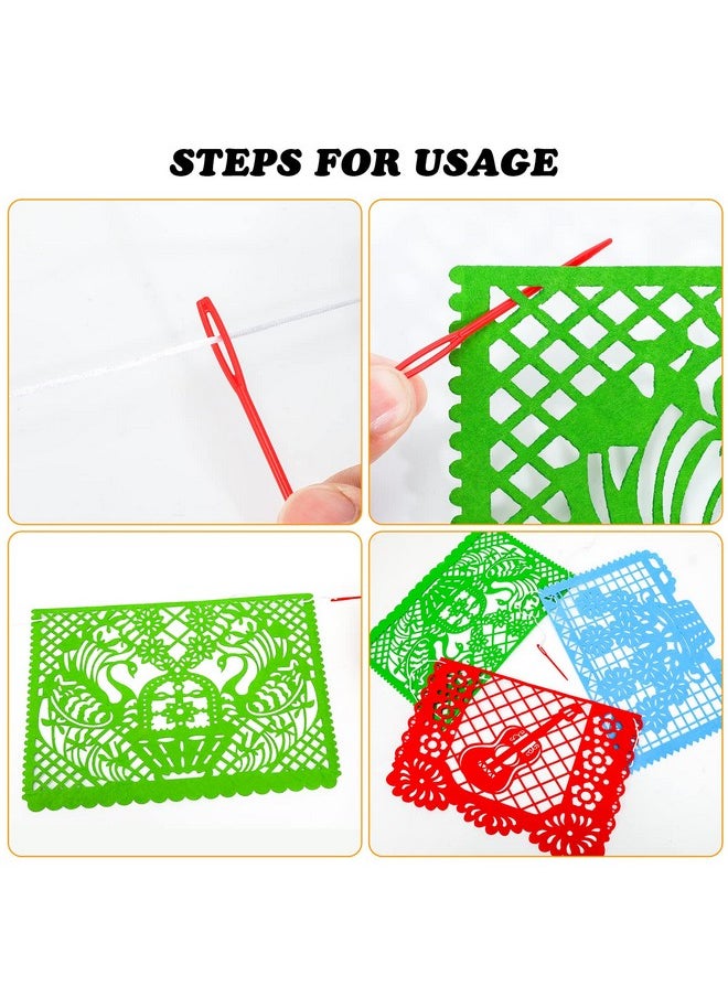 Qpout 4Pcs Mexican Fiesta Party Felt Banner(11.8 * 7.9 Inch) Cinco De Mayo Fiesta Banner Dia De Los Muertos Day Of The Dead Fiesta Papel Picado Hanging Banner Party Decorations 4 Different Designs  - Image 4