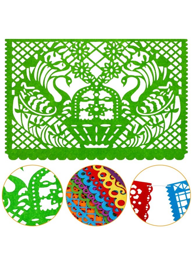 Qpout 4Pcs Mexican Fiesta Party Felt Banner(11.8 * 7.9 Inch) Cinco De Mayo Fiesta Banner Dia De Los Muertos Day Of The Dead Fiesta Papel Picado Hanging Banner Party Decorations 4 Different Designs  - Image 3