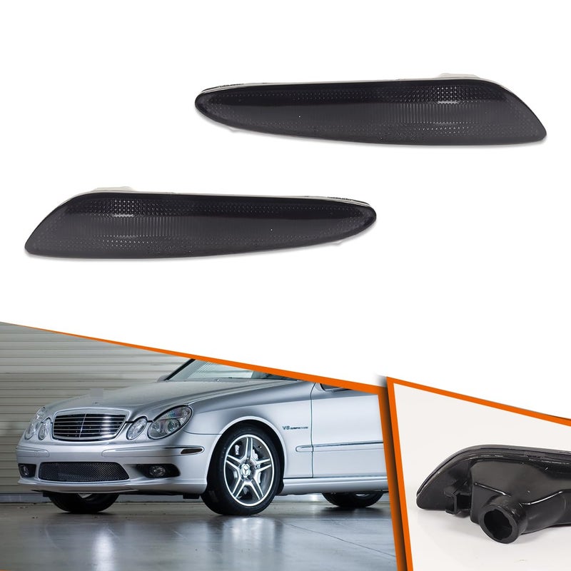 ADIIL For 20032006 Mercedes W211 EClass Smoked Lens Front Bumper Side Marker Light Housings