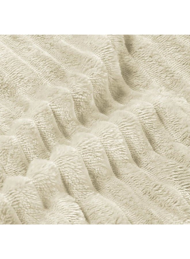 BEDELITE Fleece Blanket Twin Size – 3D Ribbed Jacquard Soft and Warm Decorative Fuzzy Blankets – Cozy, Fluffy, Plush Lightweight Throw Blankets for Couch, Bed, Sofa(Beige, 60x80 inches) - Image 4