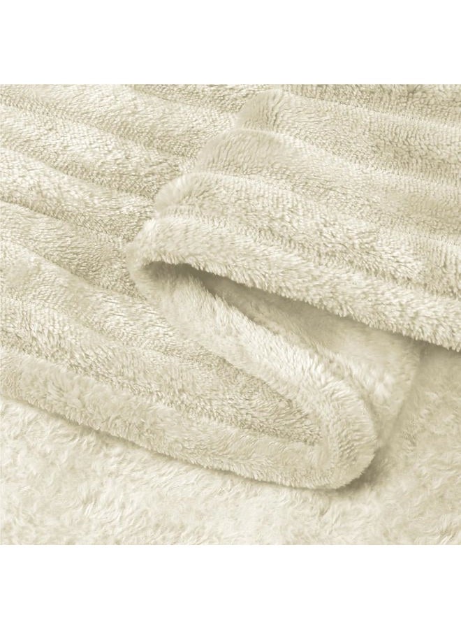 BEDELITE Fleece Blanket Twin Size – 3D Ribbed Jacquard Soft and Warm Decorative Fuzzy Blankets – Cozy, Fluffy, Plush Lightweight Throw Blankets for Couch, Bed, Sofa(Beige, 60x80 inches) - Image 5