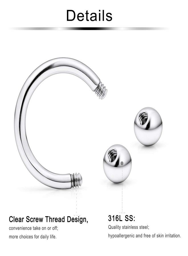 Ftovosyo Septum Ring 14g 36Pcs Surgical Steel Tragus Earrings Hoop Horseshoe Lip Rings Helix Cartilage Conch Hoop Earring Piercing Jewelry for Women Men 10mm Silver-Tone Ball Spike - Image 2