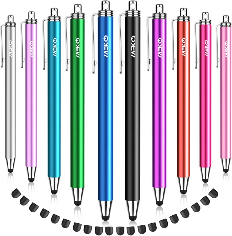 MEKO Pack of 10 Replaceable Slim Stylus Pens with Rubber Tip for Touch Screen, iPad, iPhone, Tablets, Smartphones and All Touch Screen Devices (10 Stylus Pens + 20 Tips) - Image 1
