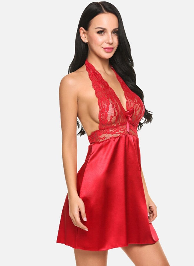 FIMS Pack Of 2 Satin Lace Halter Neck Baby Doll - Image 3