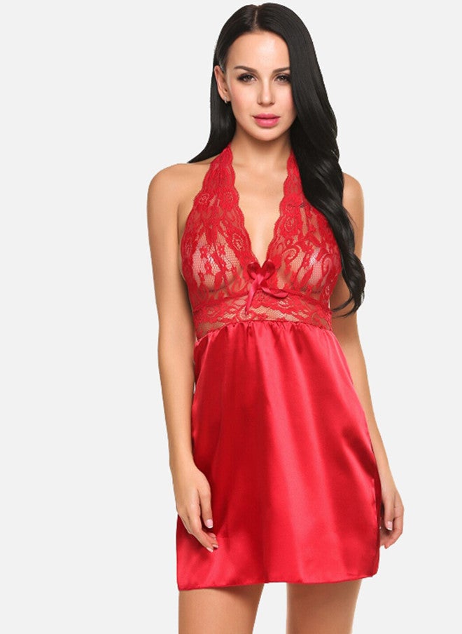FIMS Pack Of 2 Satin Lace Halter Neck Baby Doll - Image 2