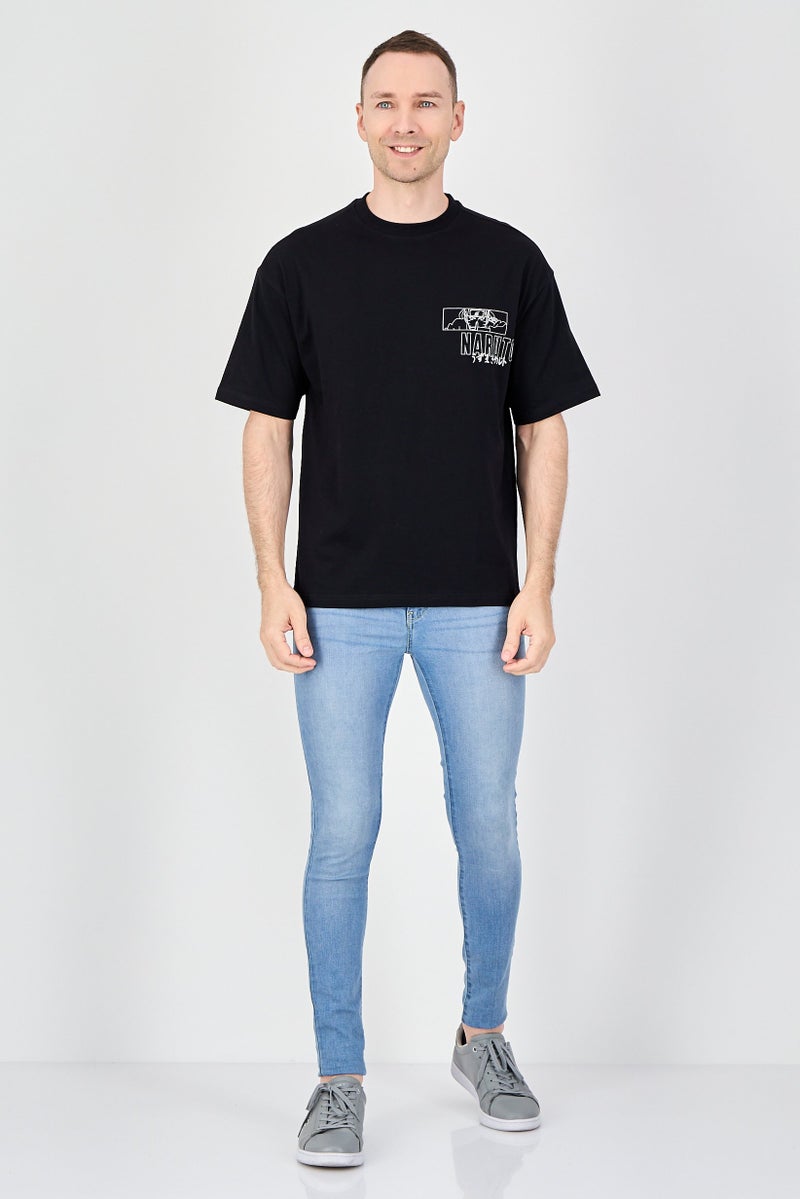 Naruto Men Crew Neck Short Sleeve Graphic Print T-Shirt, Black - Image 4