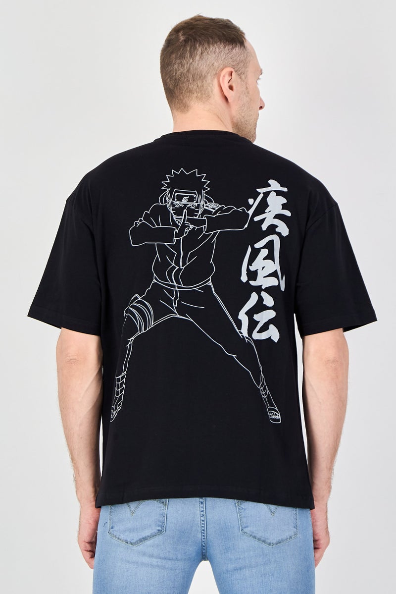 Naruto Men Crew Neck Short Sleeve Graphic Print T-Shirt, Black - Image 3