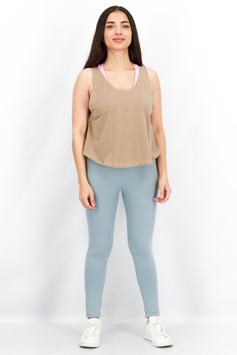 Adidas Women Sportswear Fit Sleeveless Reversible Studio Tank Top, Light Brown - Image 4