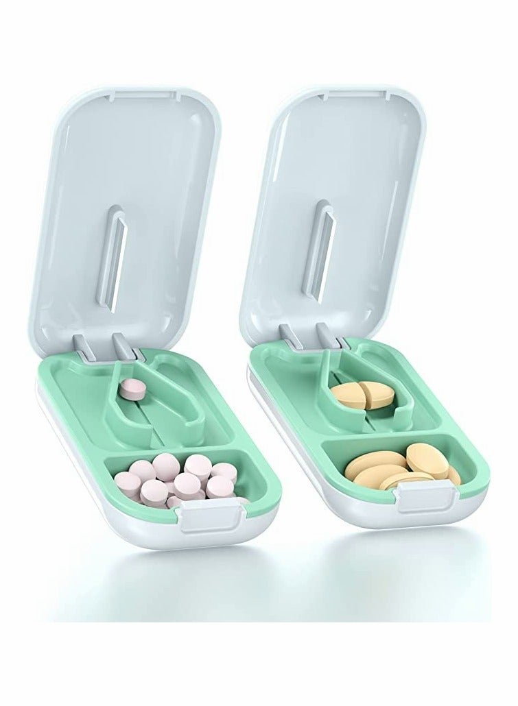 Excefore Pill Cutter, 2PCS Professional Pill Splitter for Cutting Small Pills or Large Pills in Half with Safe Blade, Cuts Vitamins Tablets Portable Pill Crushers Divider - Image 1