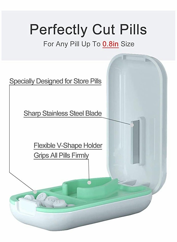 Excefore Pill Cutter, 2PCS Professional Pill Splitter for Cutting Small Pills or Large Pills in Half with Safe Blade, Cuts Vitamins Tablets Portable Pill Crushers Divider - Image 2