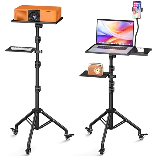 Facilife Projector Stand Tripod on Wheels, Adjustable Height 31-56 Inches, Laptop Tripod Stand Rolling, Heavy Duty Projector Tripod Metal Construction, Multifunctional for Office & Home (31-56 Inches) - Image 1