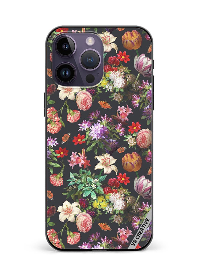 VR CREATIVE Protective Case Cover For Apple iPhone 16 Pro Max Vintage Flower Design Multicolour