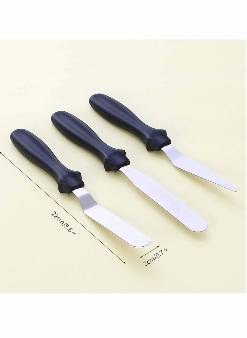 Cake Spatula, Cozy Offset Cake Icing Spatula Set, Angled Cake Frosting Spatula, Professional Stainless Steel Cake Decorating Spatulas, Cake Cream Tools, Baking Diy Tools, Set of 3