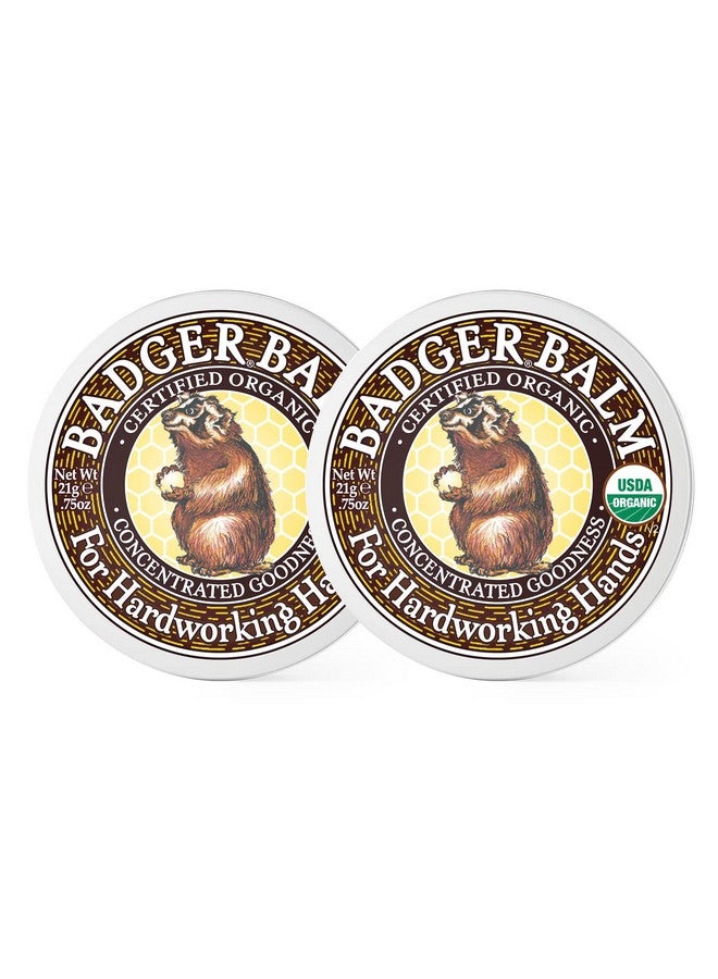 Badger - Hardworking Hands Healing Balm, Aloe Vera & Wintergreen, Working Hand Balm, Balm, for Dry Hands, Hand Moisturizer Balm, Certified Organic Hand Balm, Hand Repair Balm, 0.75 oz (2 Pack) - Image 1