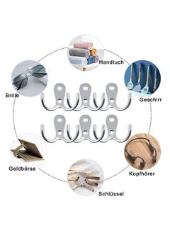 SYOSI Double Prong Robe Hooks, 6Pcs Dual Coat Hooks Door Hooks with 12Pcs Screws Chrome Wall Mounted Hooks for Hanging Hat Tie Clothes Towel Metal Retro Cloth Hanger Silver for Bedroom Bathroom Kitchen  - Image 1
