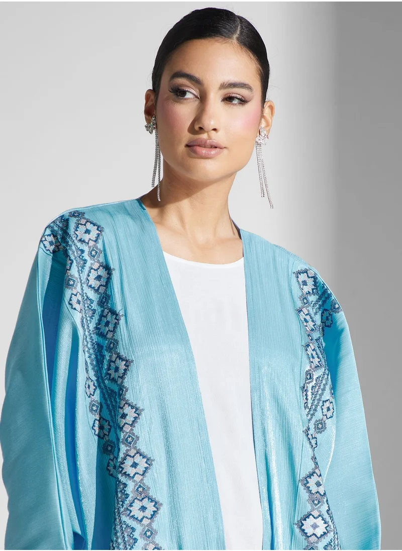 hayas closet Embroidered Cape Sleeve Abaya