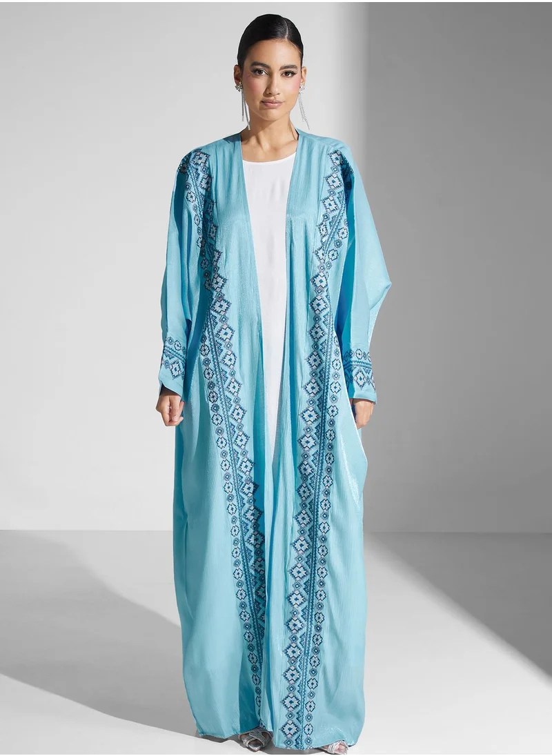 hayas closet Embroidered Cape Sleeve Abaya
