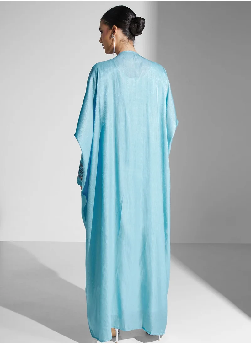 hayas closet Embroidered Cape Sleeve Abaya