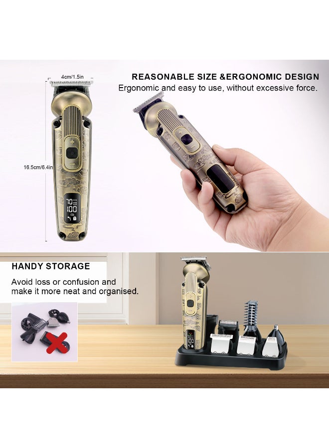 Hatteker Beard Trimmer Moustache Trimmer for Men 8 in 1 Adjustable Speed Waterproof Hair Clipper T-Blade Trimmer Electic Razor Shavers Cordless Mens Gift Grooming Kit with Face Nose Body (Bronze) - Image 4
