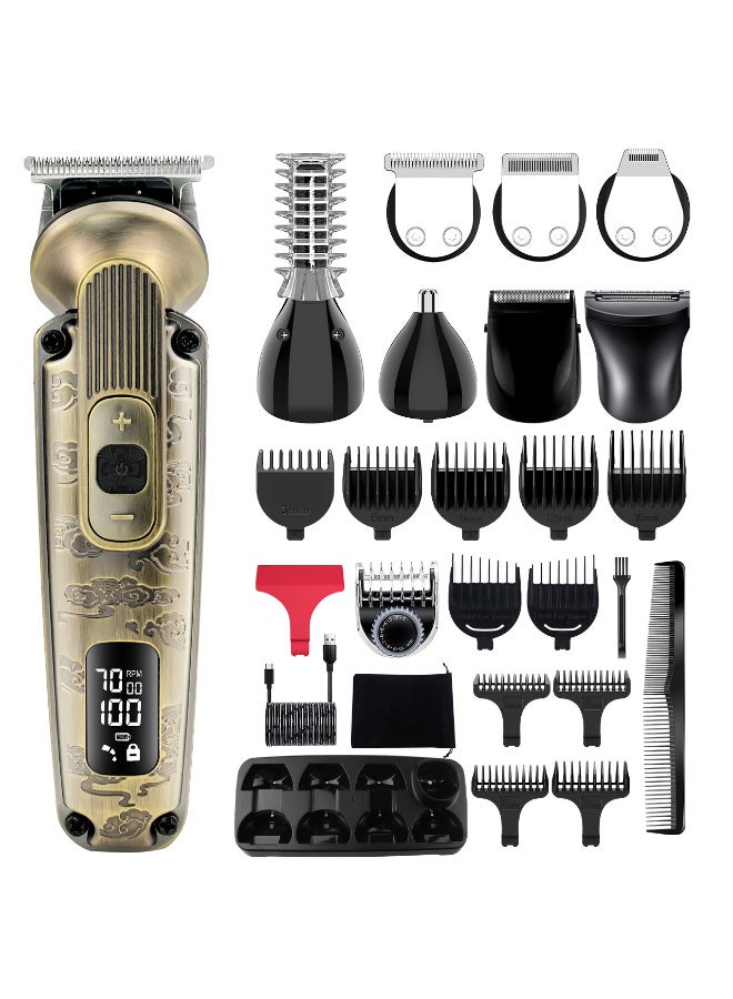 Hatteker Beard Trimmer Moustache Trimmer for Men 8 in 1 Adjustable Speed Waterproof Hair Clipper T-Blade Trimmer Electic Razor Shavers Cordless Mens Gift Grooming Kit with Face Nose Body (Bronze) - Image 1