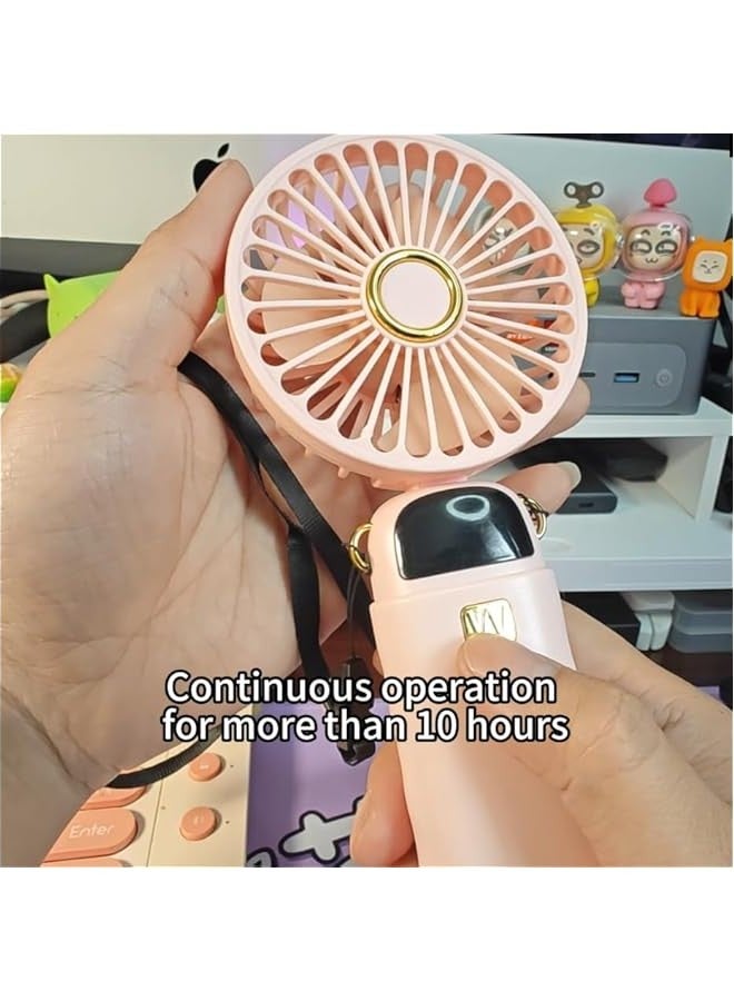 Portable handheld fan,handheld/neck/desktop 3-in-1 small fan, 90° foldable,desktop fan (with base for cell phone), aromatherapy fan, women's special makeup fan, LED, 5-speed,2400mAh(White)  - Image 2