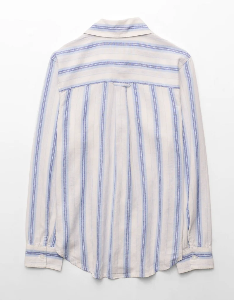 American Eagle  AE Linen-Blend Button-Up Shirt for Women | Best Price UAE