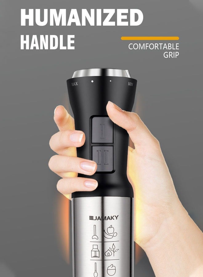 JAMAKY 4-in-1 Electric Hand Blender,Handheld Blender,Whisk,350ml Chopper Stainless Steel Blades,700ml Beaker, 2000 W,JMK3006A Black/Silver - Image 5