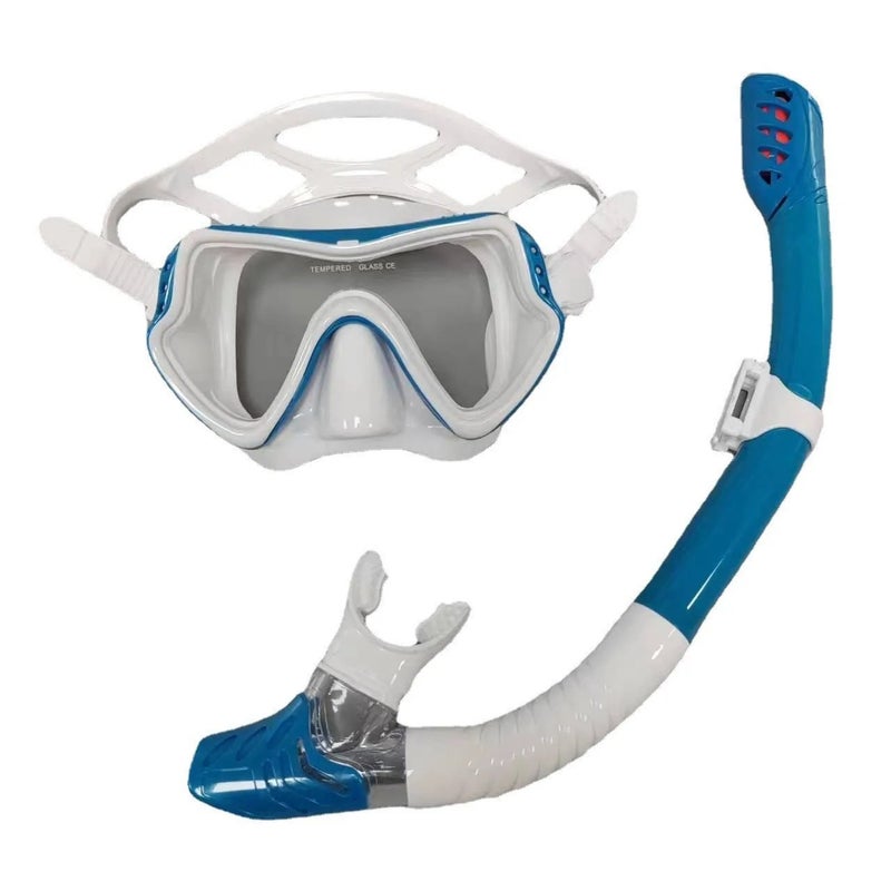 Bluejw Diving Goggles and Snorkel Set for Men Women Adults Large Frame Silicone Mask Tempered Glass Lenses Swimming Snorkeling Mask - Image 1