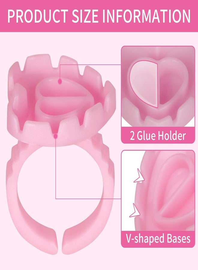 MixPeak 100PCS Glue Rings,Lovely Heart Shape,Lash Glue Holder Disposable Smart Lash Rings for Eyelash Extensions Blooming Volume Fanning No Spill Cups(Pink) - Image 3
