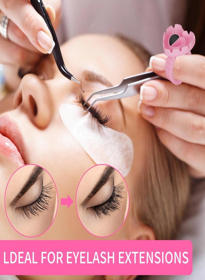 MixPeak 100PCS Glue Rings,Lovely Heart Shape,Lash Glue Holder Disposable Smart Lash Rings for Eyelash Extensions Blooming Volume Fanning No Spill Cups(Pink) - Image 5