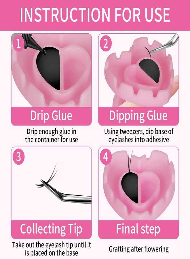 MixPeak 100PCS Glue Rings,Lovely Heart Shape,Lash Glue Holder Disposable Smart Lash Rings for Eyelash Extensions Blooming Volume Fanning No Spill Cups(Pink) - Image 4
