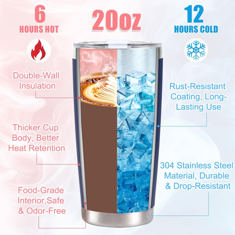 CUPLOOV Pregnancy Gifts for New Parents, Mommy and Daddy 20Oz Tumbler Set, Cool Gifts Set Ideas for Couples,First Time Moms Dad to Be, New Parents on Mother's Day Father's Day Christmas Gift(Pink & Navy Blue) - Image 5