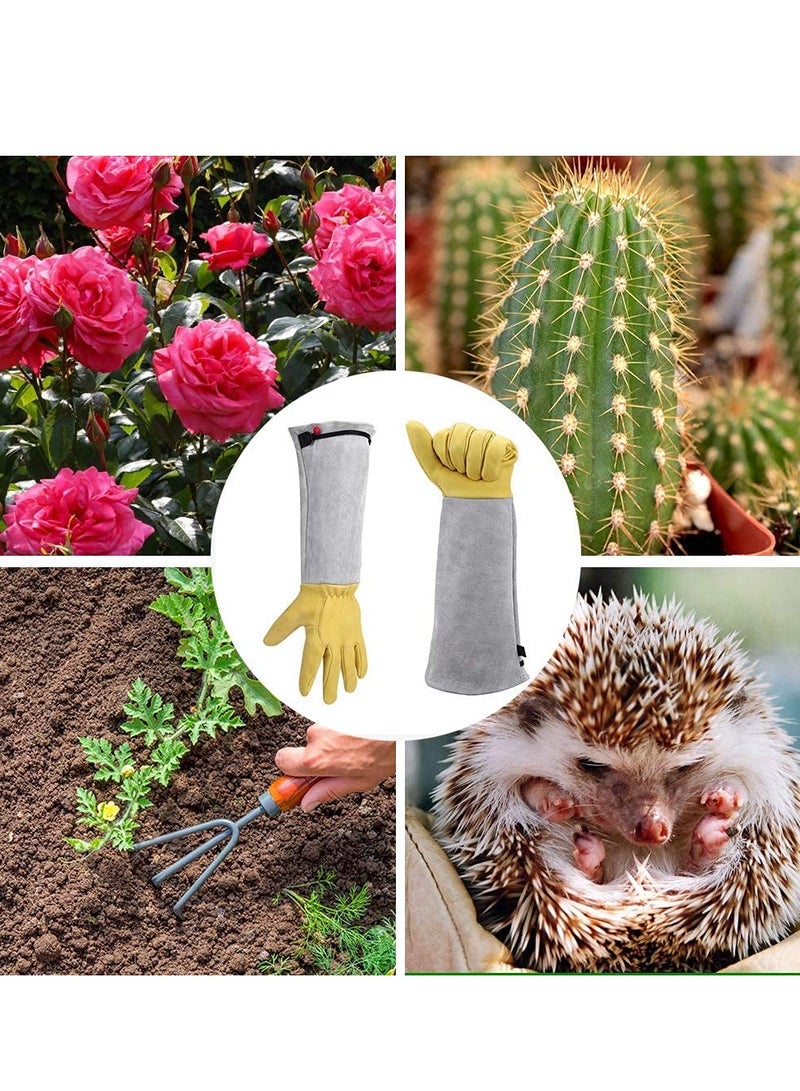 KASTWAVE Heavy Duty Gardening Gloves, Rose Pruning Gloves for Men & Women, Long Leather Garden Gloves with Adjustable Cuff, Ladies Light Protective Gloves for Yard & Outdoor Work (Size: L) - Image 3