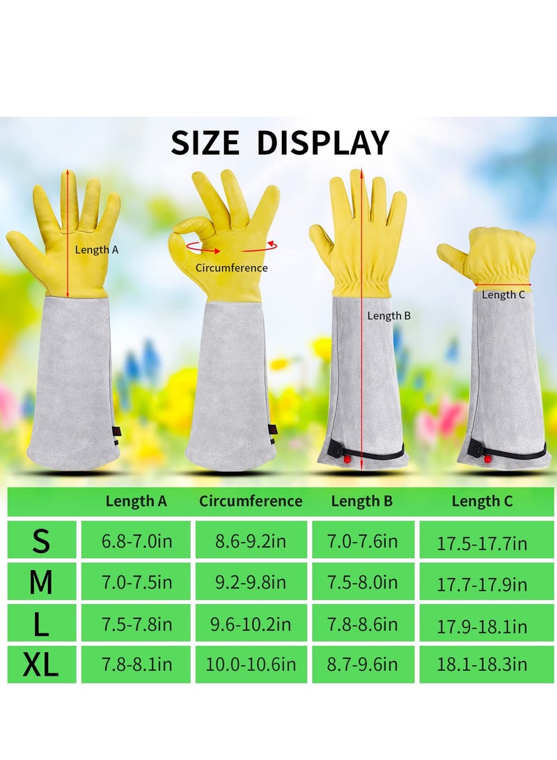 KASTWAVE Heavy Duty Gardening Gloves, Rose Pruning Gloves for Men & Women, Long Leather Garden Gloves with Adjustable Cuff, Ladies Light Protective Gloves for Yard & Outdoor Work (Size: L) - Image 5