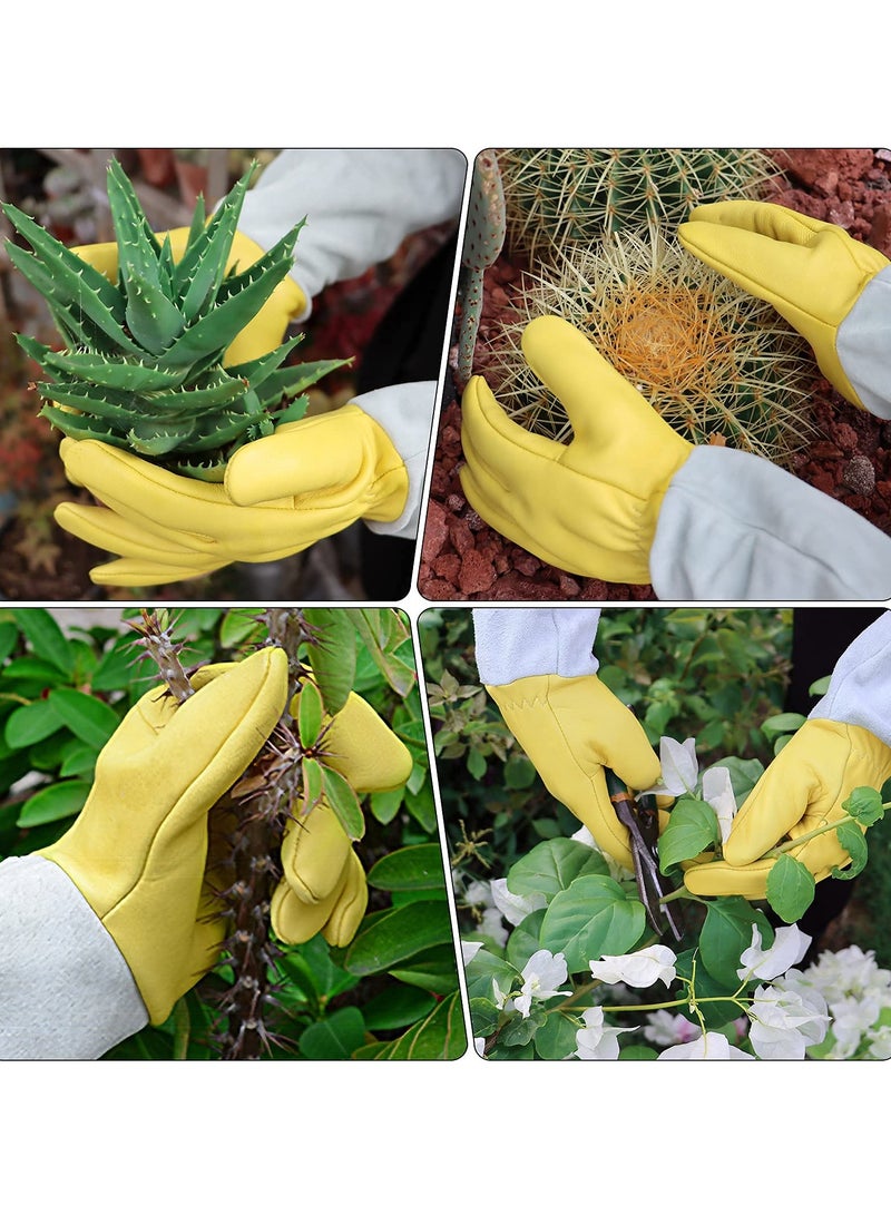 KASTWAVE Heavy Duty Gardening Gloves, Rose Pruning Gloves for Men & Women, Long Leather Garden Gloves with Adjustable Cuff, Ladies Light Protective Gloves for Yard & Outdoor Work (Size: L) - Image 2