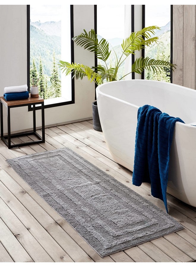Eddie Bauer Eddie Bauer - Bathroom Rug Runner, Soft Tufted Cotton Bathroom Decor, Super Absorbent & Quick Dry (Logan Chrome Grey, 60" x 22") - Image 2